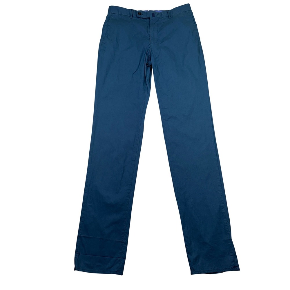 Incotex Slowear Summer Popelino Regular Fit Greenish Blue Dress Pants Mens Sz 30